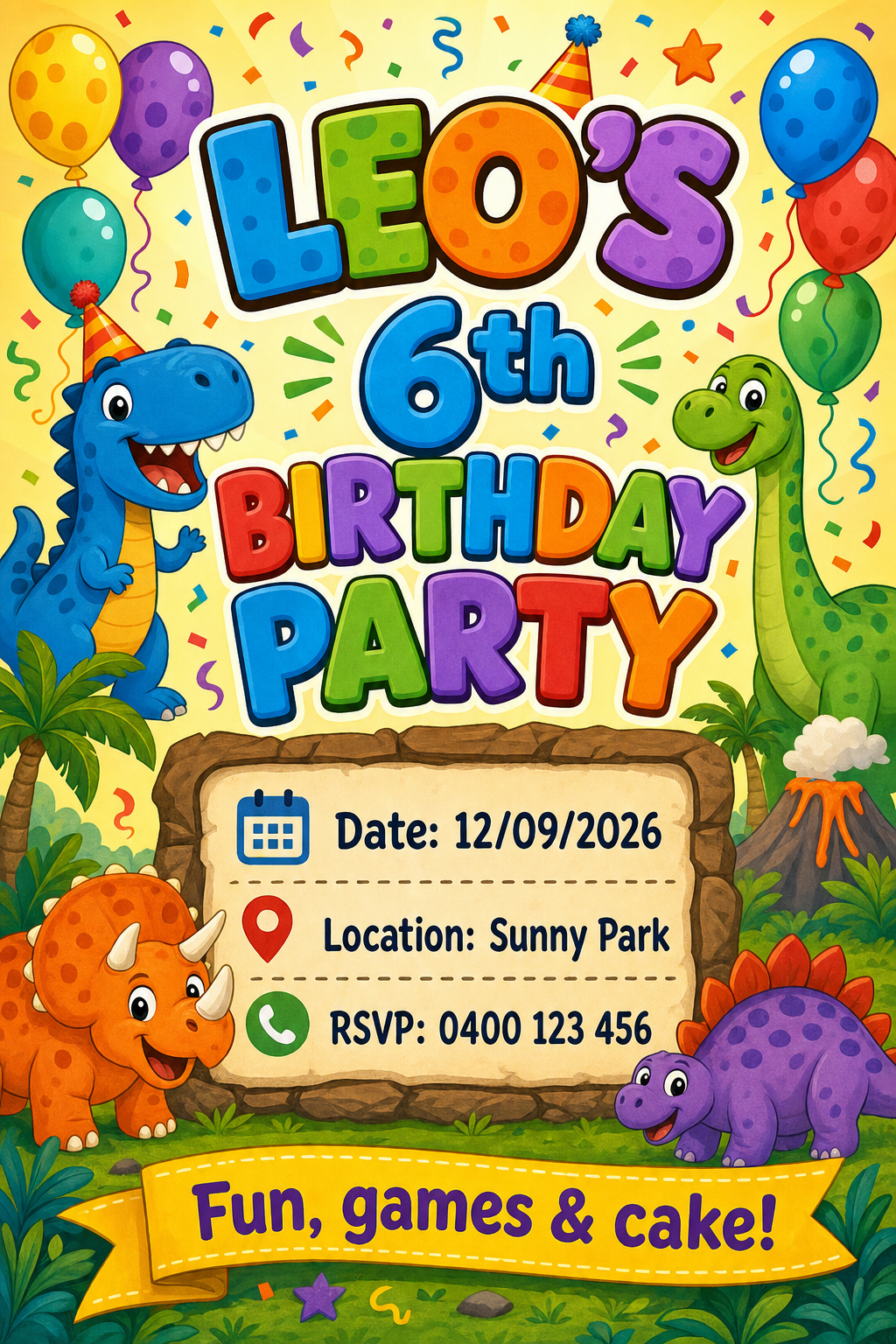 Birthday invite made in Design Studio